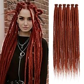 abordables Crocheter les cheveux-Extensions de dreadlocks de 24 pouces 20 brins hippie à extrémité unique dreads 0,6 cm de largeur extensions loc style reggae cheveux au crochet synthétiques pour femmes et hommes