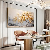 cheap Tree Oil Paintings-Hand painted  Cherry Tree Oil Painting on Canvas Large handmade Textured gold tree oil painting Wall Art Abstract Blooming Tree Painting for Bedroom hotel Wall Decor Nature Art Decor
