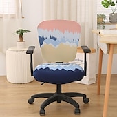 baratos Capa para Cadeira de Escritório-Capa para cadeira de escritório, capa para cadeira de mesa de computador, spandex elástico, anti-poeira, divisão universal, giratória, protetor de capa para cadeira giratória, conjunto de 2 peças,