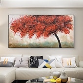 cheap Abstract Paintings-Mintura Handmade Red Tree Landscape Oil Paintings On Canvas Wall Art Decoration Modern Abstract Pictures For Home Decor Rolled Frameless Unstretched Painting