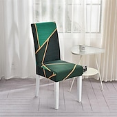economico Fodera per sedia da pranzo-set da 4/6 pezzi per sedia da pranzo in spandex elasticizzato, fodera protettiva per sedia elasticizzata con motivo geometrico fodera per sedile con fascia elastica per sala da pranzo, matrimonio,