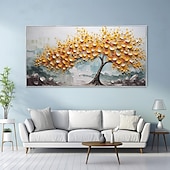 cheap Tree Oil Paintings-Hand painted  Cherry Tree Oil Painting on Canvas Large handmade Textured gold tree oil painting Wall Art Abstract Blooming Tree Painting for Bedroom hotel Wall Decor Nature Art Decor