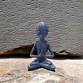 cheap Statues-Garden Statue Meditating Alien Sculptures, Meditating Alien Resin Ornament, UFO Indoor Outdoor Garden Decor, Meditating Alien Figurines