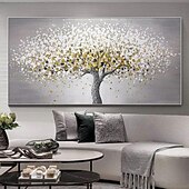 preiswerte Landschaftsgemälde-Handgefertigte Leinwand-Wandkunst, Wohnzimmer, dekoratives Gemälde, modernes, einfaches Sofa, Hintergrund, Wandleuchte, luxuriöses Ölgemälde, Glücksbaum für Heimdekoration, gerolltes, rahmenloses,