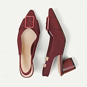 ieftine Pantofi casual dama-Pentru femei Tocuri Mărime Plus Size Pantofi Flyknit Nuntă În aer liber Birou Dungi Cataramă Blocați călcâiul Vârf ascuțit Modă Clasic Confortabili Plimbare Croșet Loafer Migdală Negru Galben