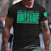 cheap Men&#039;s Graphic T Shirt-Men&#039;s Shamrock T Shirt Tee Top Cotton Short Sleeve Graphic Shirt Black White Comfortable Tee St.Patrick&#039;s Day Holiday Fashion Designer Clothing