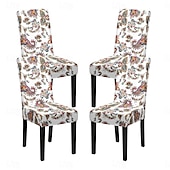 abordables Funda para silla de comedor-Juego de 4 fundas para silla de comedor de spandex elástico, funda protectora para silla elástica con estampado floral, funda para asiento con banda elástica para comedor, boda, ceremonia, banquete,
