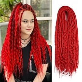 olcso Hajfonatok-24 hüvelykes, 18 szálú szintetikus kétvégű raszta hosszabbítók 3 az 1-ben vegyes göndör végű hippi stílusú boho wavy de dreads fonat raszta hosszabbítókban