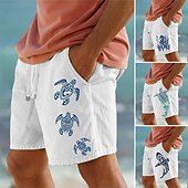 billiga Semester-Herr Djur Flodhäst Havssköldpadda Shorts Sommarshorts Beach Shorts Medium Midja Hawaiisk Ledigt Utomhus Helgdag Utekväll Snörning Elastisk midja Mönster Designer Kläder