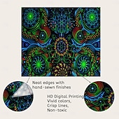 levne Tapiserie Blacklight-blacklight gobelín uv reaktivní záře ve tmě záře party neon psychedelický trippy misty závěsný gobelín sova nástěnná malba pro obývací pokoj ložnice