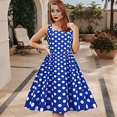 ieftine Rochii-1950 Retro / vintage rockabilly Rochii Costum de petrecere Rochie Flare Buline Costume de fancy Pentru femei Petrecere / Seara Petrecerea Burlăcițelor Adulți Rochie Rochii de acasă