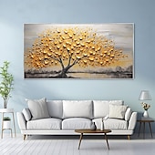 cheap Tree Oil Paintings-Hand painted  Cherry Tree Oil Painting on Canvas Large handmade Textured gold tree oil painting Wall Art Abstract Blooming Tree Painting for Bedroom hotel Wall Decor Nature Art Decor