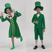 cheap Kids' Clothing-St. Patrick 2026 Shamrock Irish Carnival Cosplay Costume Outfits Cosplay Kid's Boys' Girls' Carnival Masquerade Saint Patrick's Day Party Masquerade Easy Carnival Costume Dress Up