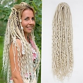 olcso Hajfonatok-24 hüvelykes, 18 szálú szintetikus kétvégű raszta hosszabbítók 3 az 1-ben vegyes göndör végű hippi stílusú boho wavy de dreads fonat raszta hosszabbítókban