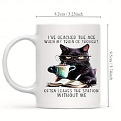 cheap Mugs &amp; Cups-1pc Cat And Book Coffee Mug Ceramic Coffee Cups I've Reached The Age Water Cups Summer Winter Drinkware Birthday Gifts Holiday Gifts Thanksgiving Gifts Christmas Gifts