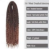 olcso Hajfonatok-24 hüvelykes, 18 szálú szintetikus kétvégű raszta hosszabbítók 3 az 1-ben vegyes göndör végű hippi stílusú boho wavy de dreads fonat raszta hosszabbítókban