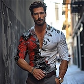 economico Modello 3D-Per uomo 3D Print Camicia con bottoni Camicie stampate Manica lunga Sottoculturale Da mare Feste Strada Primavera estate Collo ripiegabile Stampa Bottone giù Rosso Blu Viola Verde Grigio