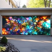 levne Kryty garážových vrat-motýli z barevného skla venkovní kryt garážových vrat banner krásné velké pozadí dekorace pro venkovní garážová vrata domácí nástěnné dekorace akce party průvod