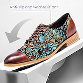 cheap Elemental Dress Shoes-Men&#039;s Retro Floral Jacquard Fabric Oxford Shoes with Leather Accents - Casual and Formal Occasions