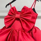 baratos Vestidos de Festa-Infantil Para Meninas Vestido de festa Côr Sólida Sem Manga Espetáculo Casamento Com Transparência Princesa Doce Com Transparência Longuette Vestido da bainha Vestido De Tule Vestido de florista