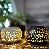 baratos Luzes e lanternas de caminho-Mesa solar ao ar livre luzes do jardim dança cintilação chama lâmpada retro lâmpada de metal para pátio jardim caminho quintal decoração iluminação 1x