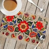 cheap Placemats &amp; Coasters &amp; Trivets-1PC Ethnic Pattern Placemat Table Mat 12x18 Inch Table Mats for Party Kitchen Dining Decoration