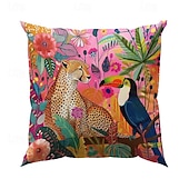 economico stile animale-modello animale leopardo e tucano 1pc fodere per cuscini di dimensioni multiple cuscini decorativi per esterni costieri morbide custodie per cuscini in velluto per divano divano letto decorazioni per