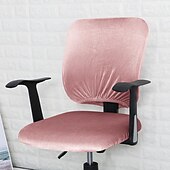 abordables Housse de fauteuil de bureau-Housse de chaise de bureau en velours, housse de chaise de bureau d&#039;ordinateur, élasthanne extensible, anti-poussière, universelle, rotative, pivotante, housse de protection, ensemble de 2 pièces,
