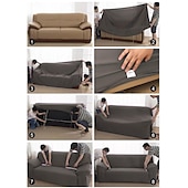 preiswerte Sofabezug-Stretch-Sofabezug, Schonbezug, Jacquard, elastisch, Sofagarnitur, Sessel, Loveseat, 4- oder 3-Sitzer, L-Form, grau, botanische Pflanzen, weich, strapazierfähig, waschbar