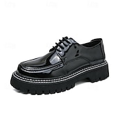 abordables Semi-formel-chaussures oxford à plateforme en similicuir verni pour hommes avec semelle crantée épaisse - chaussures formelles et décontractées élégantes pour le bureau, les événements et les fêtes
