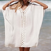 abordables Robes de plage-Robe de plage pour femmes avec découpe vêtements de vacances sans manches couleur noire blanche bleue