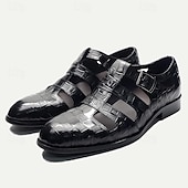 cheap Premium Leather Sandals-Men&#039;s Fishermen Sandals in Premium Crocodile Pattern Leather with Monk Strap