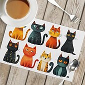 זול Placemats &amp; תחתיות וטריב-מחצלות שולחן 12x18 אינץ&#039; מחצלות שולחן לשולחן בדוגמת בעלי חיים לקישוט מטבח למסיבה