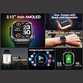 cheap Smart Watches-696 DM63 Smart Watch 2.13 inch 4G LTE Cellular Smartwatch Phone Bluetooth 4G Pedometer Call Reminder Heart Rate Monitor Compatible with Android iOS Men GPS Hands-Free Calls with Camera IP 67 48mm