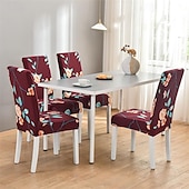 cheap Dining Chair Cover-Stretch Spandex Dining Chair Cover 4/6 Pcs Set, Floral Printed Stretch High Back Dining Chair Cover Slipcover with Elastic Band for Dining Room,Wedding, Ceremony, Banquet,Home Decor