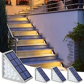abordables Éclairage paysager-Lampe de marche solaire étanche IP67 pour l&#039;extérieur, éclairage d&#039;escalier extérieur, conception de lentilles LED, lumière d&#039;escalier antivol super brillante, éclairage de décoration pour jardin,
