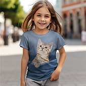 levne 3D zvířata dívky-Dívčí 3D Kočka Košilky Košile Krátký rukáv 3D tisk Léto Aktivní Módní Roztomilý Polyester Děti 3-12 let Tričkový Venkovní Ležérní Denní Běžný