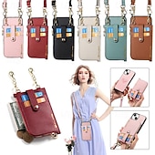 זול נרתיקים לאייפון-טלפון מגן עבור אייפון 16 iPhone 15 Pro Max iPhone 14 13 12 Pro Max Plus מארז כרטיס ארנק ניתן לניתוק רוכסן עם שרוך לב רטרו TPU עור PU