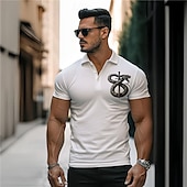 voordelige Polo met dierenprint voor heren-Voor heren Slang Poloshirts Golfshirt Korte mouw Poloshirt Overhemden met kraag Casual Grappig Streetwear Vakantiekleding Feestoutfits Knop 3D-afdrukken Zomer Lente Herfst Zwart Wit Khaki
