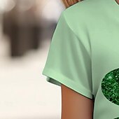 voordelige Meisje&#039;s 3D Visie &amp; Schitteren-st. Patrick meisjes 3D klavertje vier T-shirts korte mouw 3D-print zomer actief mode schattig polyester kinderen 3-12 jaar ronde hals buiten casual dagelijks normale pasvorm