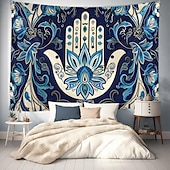 ieftine Tapiserii de vacanță-Epocă hamsa agățată de mână tapiserie eid ramadan artă de perete tapiserie mare decor mural fotografie fundal pătură perdea acasă dormitor living decor