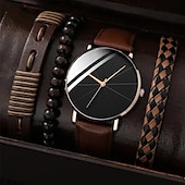 cheap Quartz Watches-Men&#039;s 4pcs/Set Quartz Watch for Men Analog Quartz Retro Stylish Chronograph Alloy Nylon Sport Style Watches