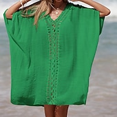 abordables Robes de plage-Robe de plage pour femmes avec découpe vêtements de vacances sans manches couleur noire blanche bleue