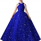 preiswerte Kleider für die Blumenmädchen-kinderkleidung Mädchen Blumenmädchen Kleid Party Kleid Feste Farbe Ärmellos Formal Leistung Hochzeit Gitter Prinzessin Süß Gitter Mitte der Wade Etuikleid Tüll-Kleid Blumenmädchenkleid Sommer