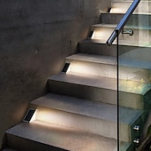abordables Éclairage paysager-Lampe de marche solaire étanche IP67 pour l&#039;extérieur, éclairage d&#039;escalier extérieur, conception de lentilles LED, lumière d&#039;escalier antivol super brillante, éclairage de décoration pour jardin,