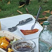 economico Cucina da campeggio-Set di posate multifunzione 5 in 1 in acciaio inossidabile 420 posate portatili da esterno con cucchiaio, coltello, forchetta, lattina staccabili &amp; apri bottiglia