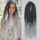 olcso Hajfonatok-24 hüvelykes, 18 szálú szintetikus kétvégű raszta hosszabbítók 3 az 1-ben vegyes göndör végű hippi stílusú boho wavy de dreads fonat raszta hosszabbítókban