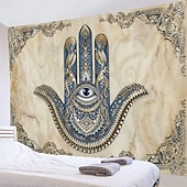 ieftine Tapiserii de vacanță-Epocă hamsa agățată de mână tapiserie eid ramadan artă de perete tapiserie mare decor mural fotografie fundal pătură perdea acasă dormitor living decor