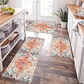 abordables Alfombras y felpudos-Alfombra de cocina bohemia vintage, alfombra antideslizante a prueba de aceite, alfombra suave, alfombra de cocina impermeable floral, alfombra de piso resistente a la suciedad, lavable a máquina,
