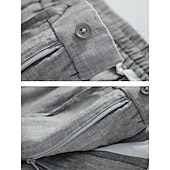 cheap Luxury Linen Pants-100% Linen Men&#039;s Shorts Linen Shorts Summer Shorts Pocket Drawstring Elastic Waist Plain Breathable Comfortable Short Daily Vacation Going out Classic Casual Black Navy Blue